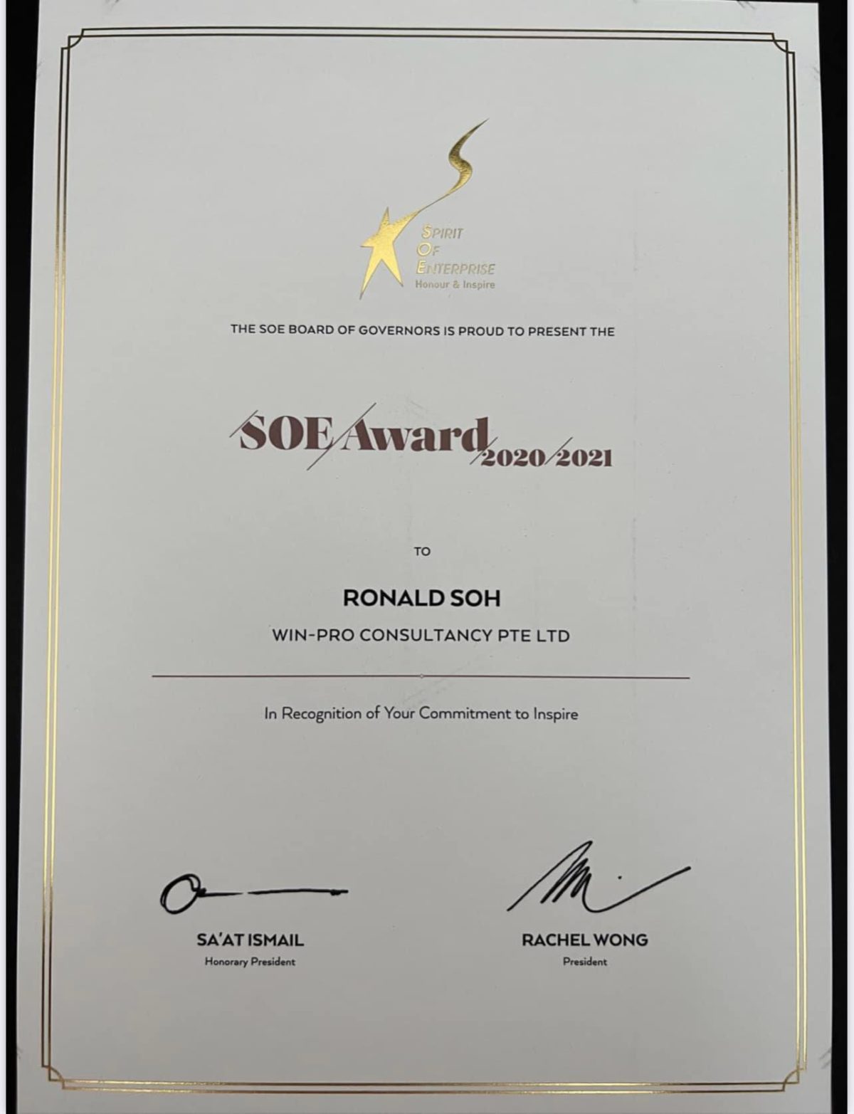 soe award 2020-2021 certificate