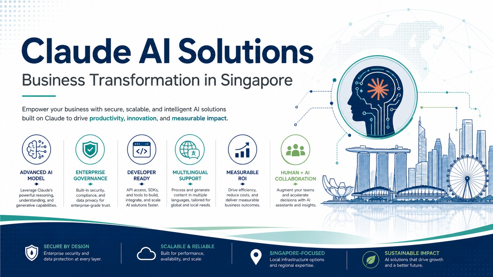 Claude AI solutions featured infographic for Singapore business leaders