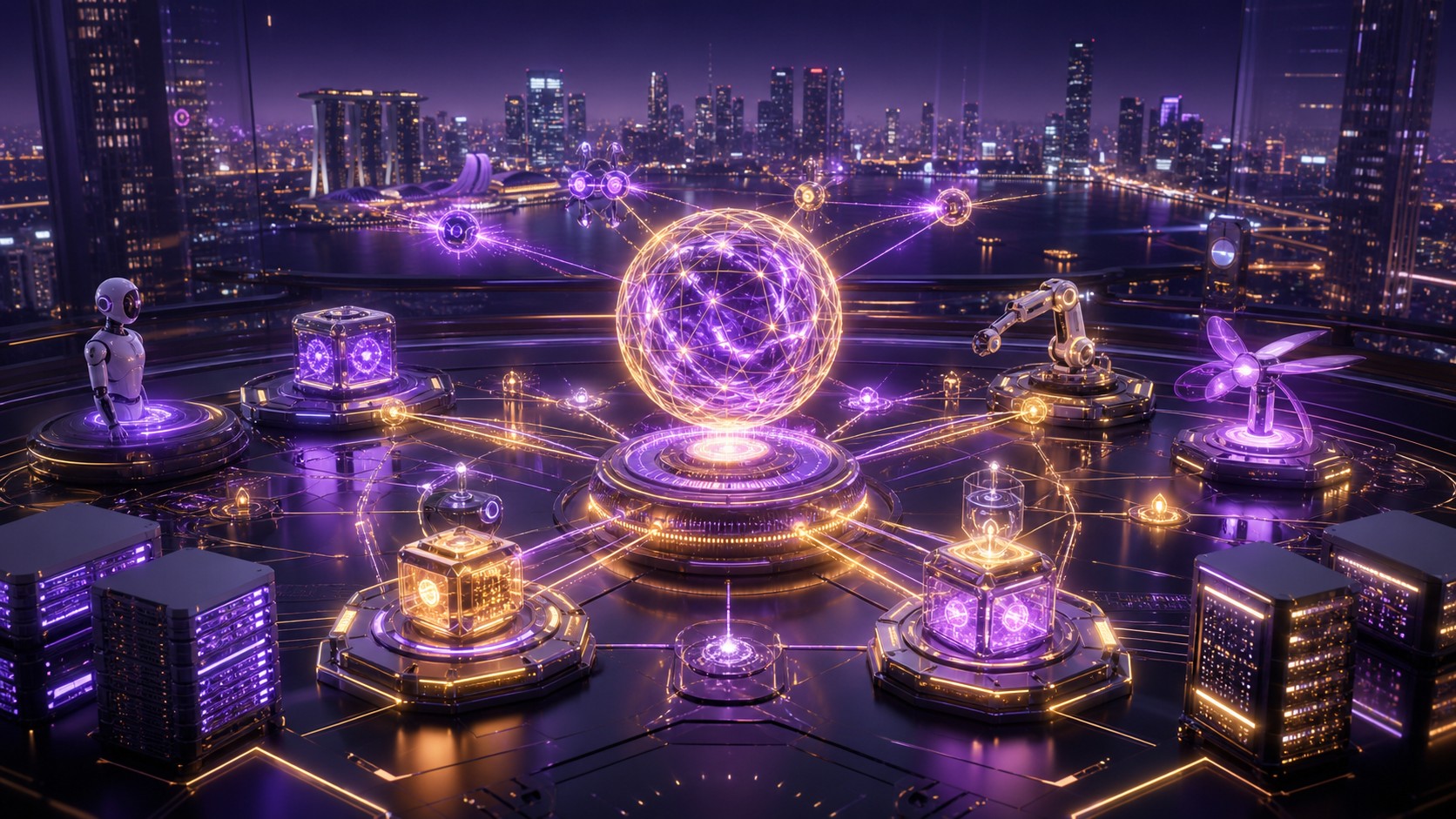 Modular AI agent ecosystem representing Claude and Hermes orchestration
